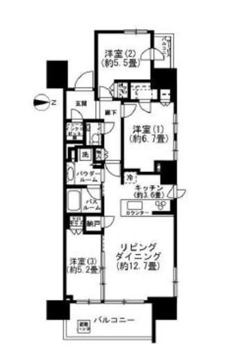 シティタワー品川パークフロント　1114号室　間取り
