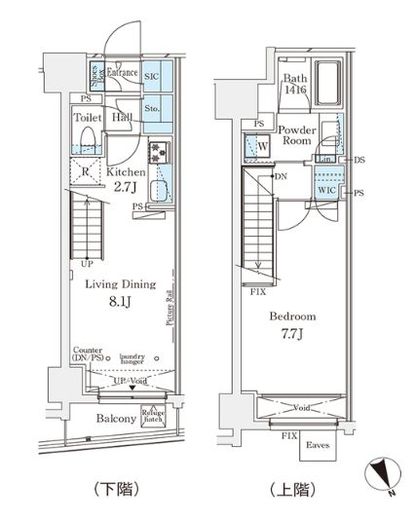 パークナードフィット南青山Vista　1405号室　間取り