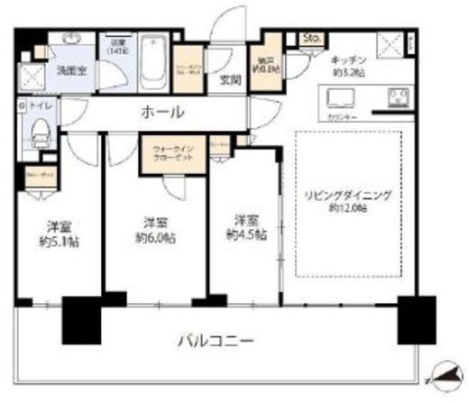 シティタワーズ東京ベイ　W1812号室　間取り