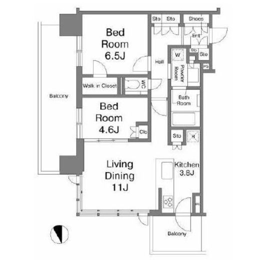 シティタワーズ東京ベイ　W23F2号室　間取り