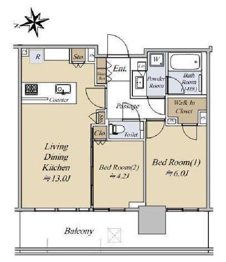 シティタワーズ東京ベイ　W5F2号室　間取り