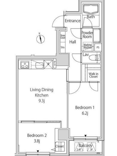 カーサスプレンディッド麻布十番駅前　201号室　間取り