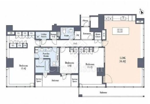 ザ・レジデンス六本木　1401号室　間取り