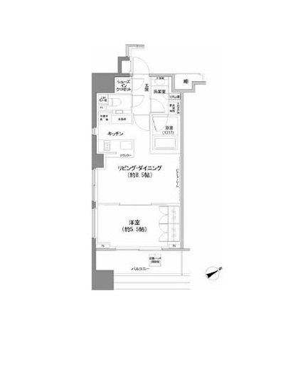 パークハビオ西新宿　1306号室　間取り