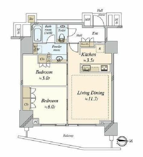プラウド恵比寿ヒルサイドガーデン　608号室　間取り