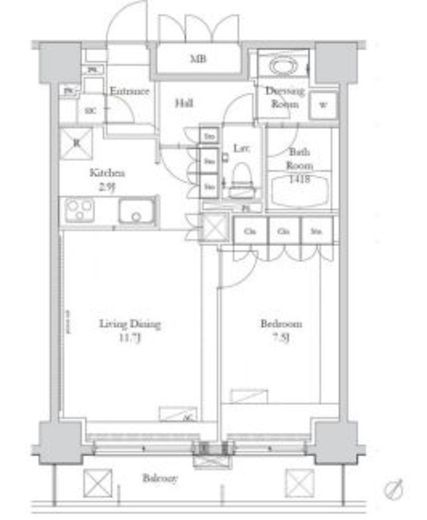 ハウス岩本町　1403号室　間取り