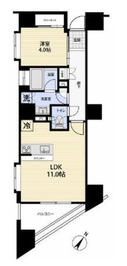 レックス日本橋水天宮プレミアタワー　1401号室　間取り