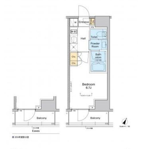 プラウドフラット戸越銀座　1102号室　間取り