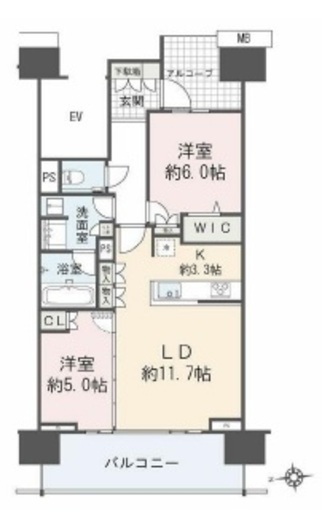 グランドメゾン品川シーサイドの杜　1107号室　間取り