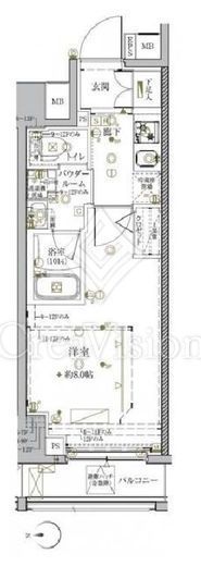 クレイシア秋葉原ラグゼスウィート　1103号室　間取り