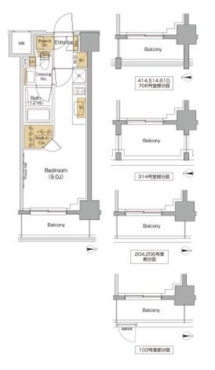 ザ・パークハビオ西大井　314号室　間取り