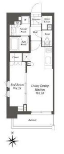 クレストコート白金高輪　801号室　間取り
