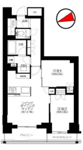パークナード恵比寿　206号室　間取り