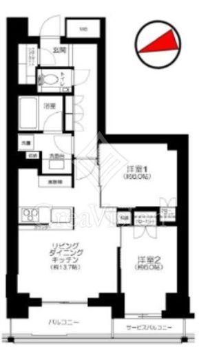 パークナード恵比寿　5F1号室　間取り