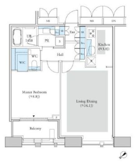 Dマークス西新宿タワー　2206号室　間取り