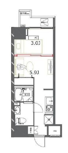 ジェノヴィア東神田グリーンヴェール　609号室　間取り