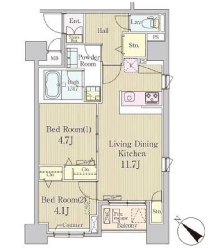 クレール日本橋　303号室　間取り