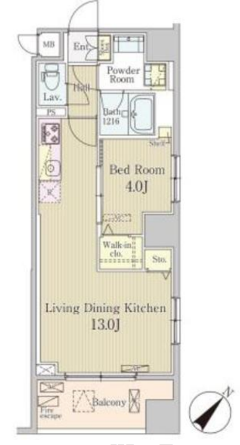 クレール日本橋　1201号室　間取り