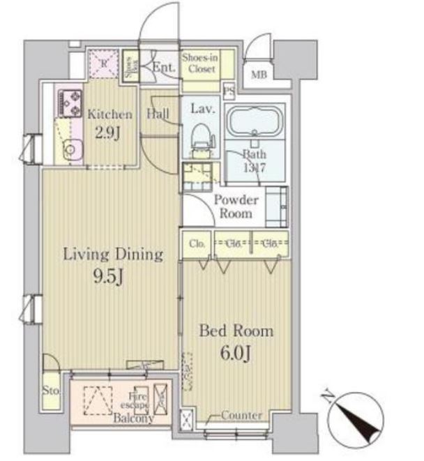 クレール日本橋　602号室　間取り