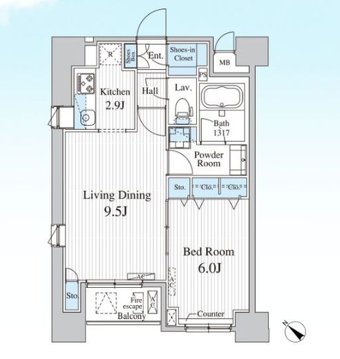 クレール日本橋　502号室　間取り