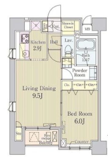 クレール日本橋　602号室　間取り