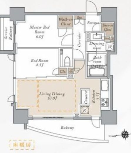 プライマルシティ神楽坂　401号室　間取り