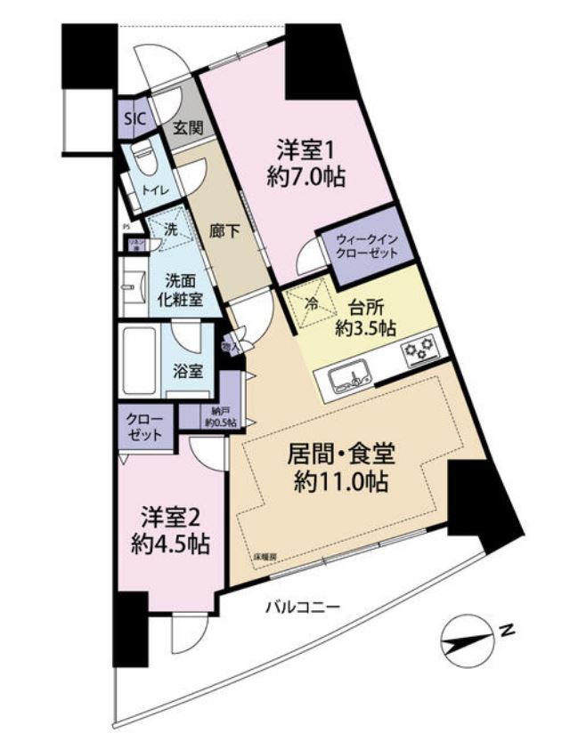 プラウドシティ東雲キャナルマークス　1315号室　間取り