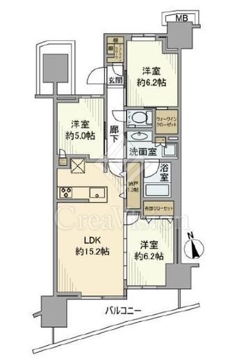 プラウドシティ東雲キャナルマークス　5F1号室　間取り