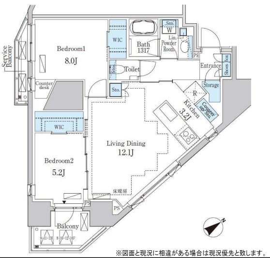 プライムアート白金台　1402号室　間取り