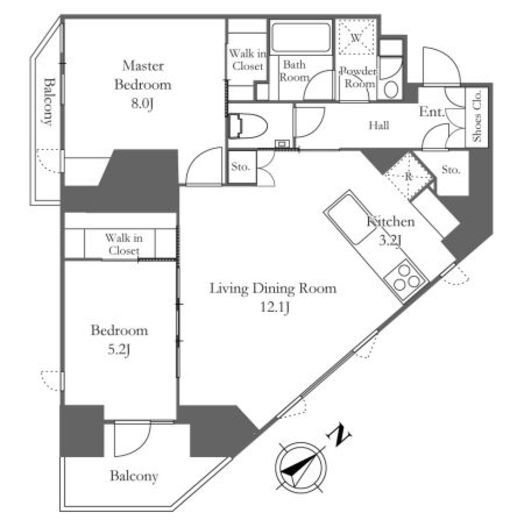 Prime Art白金台 (プライムアート白金台)　1202号室　間取り