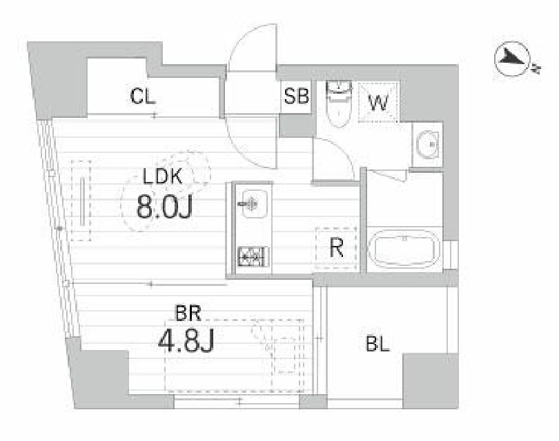 グランデュオ神楽坂Ⅱ　801号室　間取り