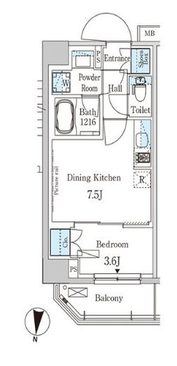 パークアクシス木場キャナルイースト　206号室　間取り