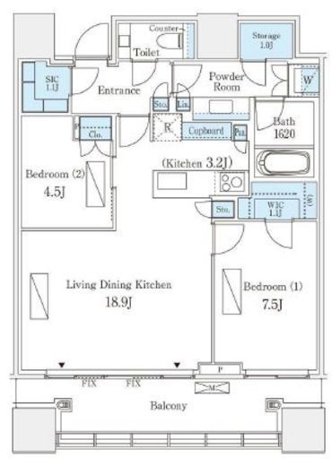パークコート渋谷ザタワー　2303号室　間取り