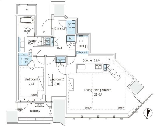 パークコート渋谷ザタワー　3404号室　間取り