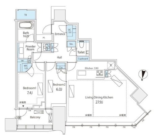 パークコート渋谷ザタワー　3504号室　間取り