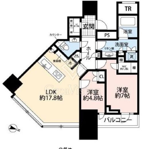 パークコート渋谷ザタワー　7F4号室　間取り