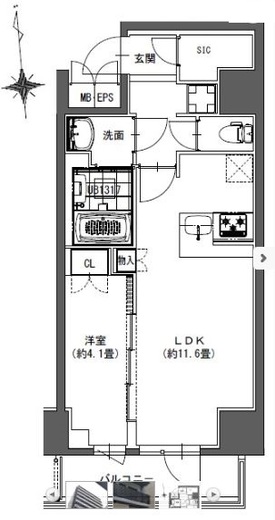 La Douceur東神田 (ラドゥセール東神田)　402号室　間取り