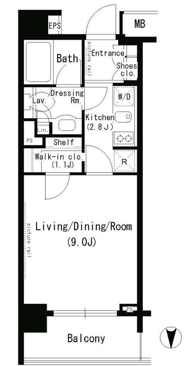 パークアクシス浜松町　907号室　間取り
