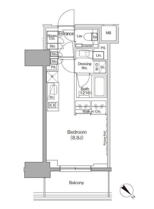 ザ・パークハビオ月島フロント　408号室　間取り