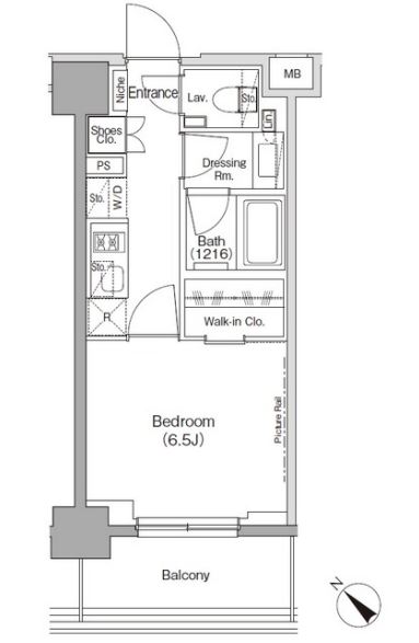ザ・パークハビオ月島フロント　803号室　間取り
