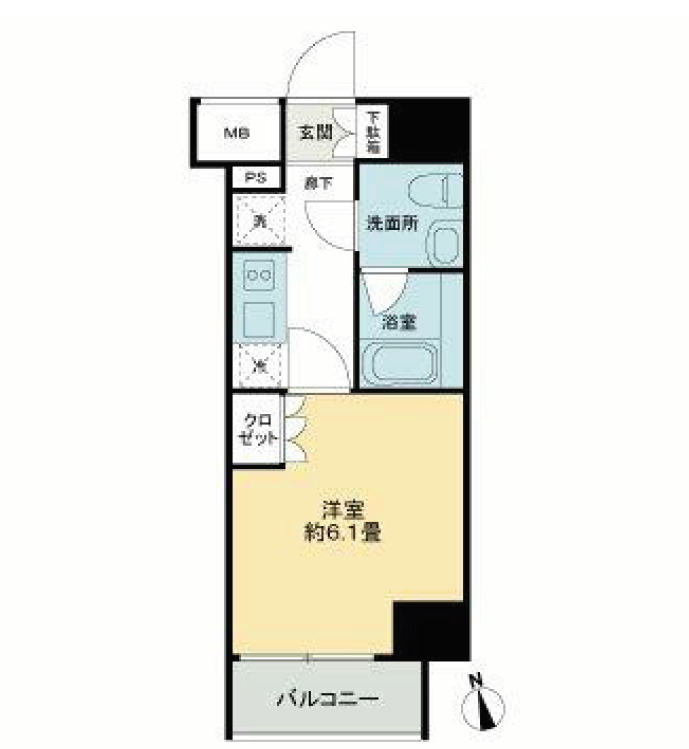 KDA GOTENYAMA　7F号室　間取り