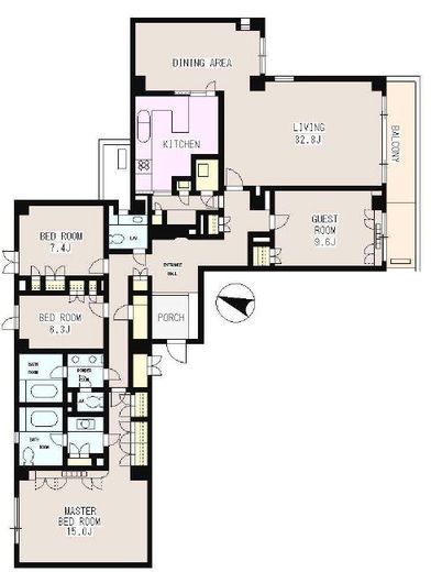 西原パークマンション　404号室　間取り