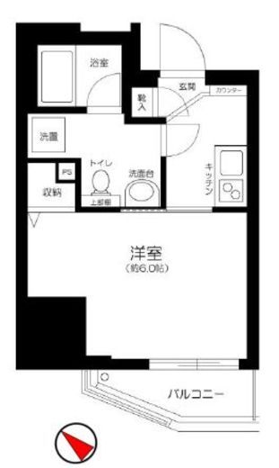 メインステージ新橋　1301号室　間取り