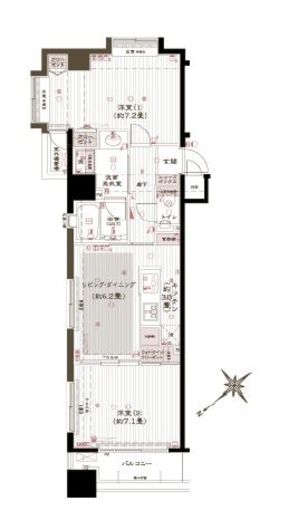 アヴァンティーク銀座2丁目　1001号室　間取り