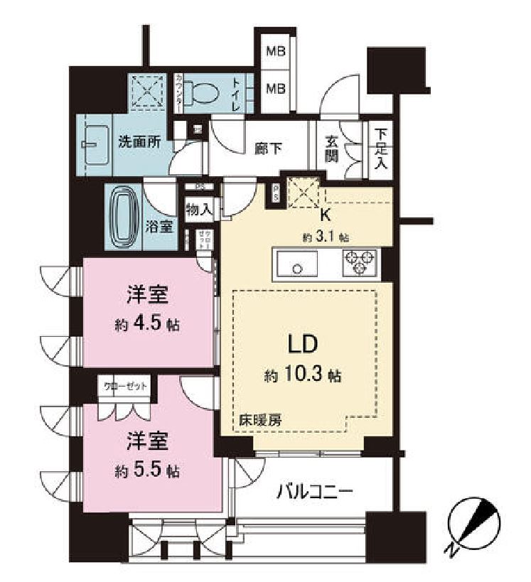 プレミスト東銀座築地エッジコート　1201号室　間取り