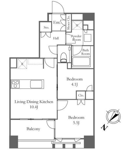プレミスト東銀座築地エッジコート　1202号室　間取り