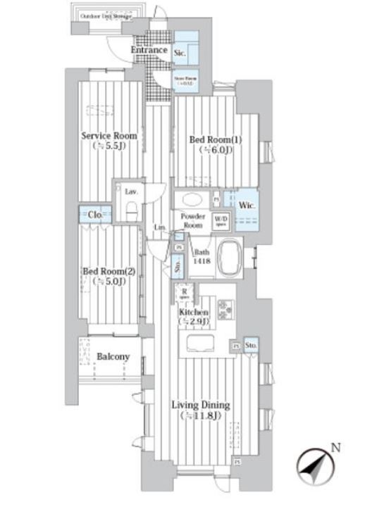 ザ・グランクラッセ日本橋イースト　407号室　間取り