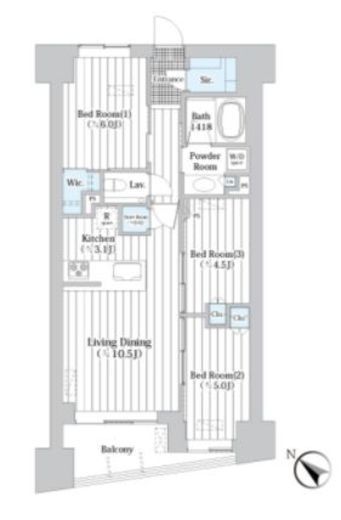 ザ・グランクラッセ日本橋イースト　203号室　間取り