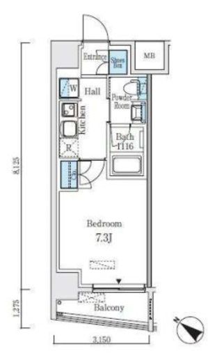 アジュールテラス日本橋浜町　705号室　間取り