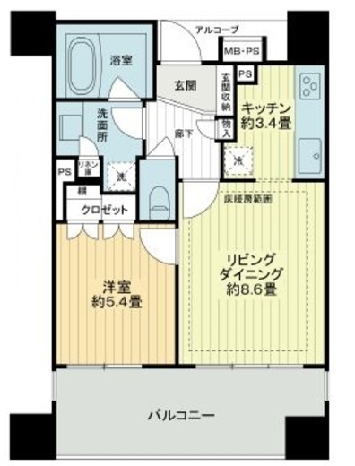 ライオンズ築地リバーノート　404号室　間取り